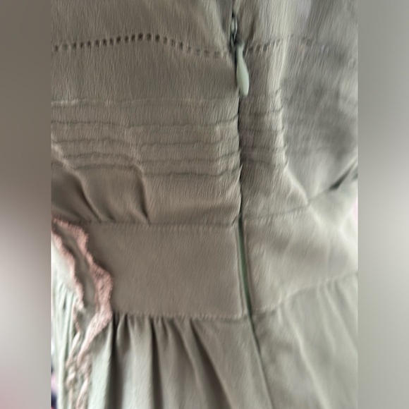 Anthropologie Pale moss green silk organza lacy dress (6) - Picture 4 of 7
